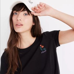 Madewell Poppy Embroidered Knot-Front Tee